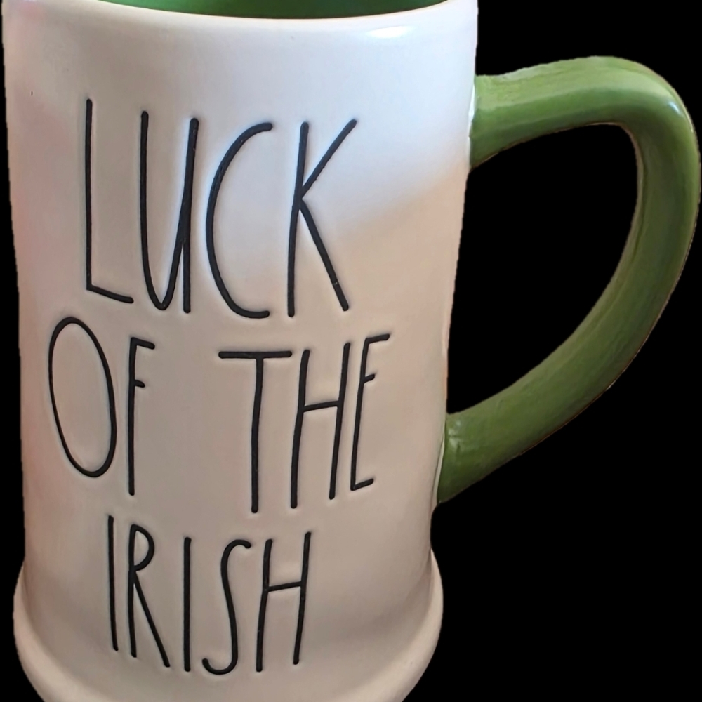 Luck of the Irish White Ceramic Mug with Green Handle